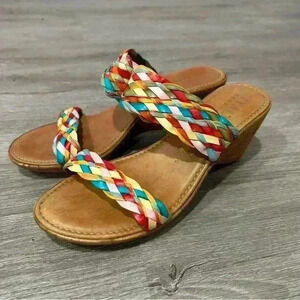 Italian Shoemakers Women's Multicolor Woven Tina Wedge Sandal Heels Size 6